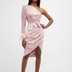Lavish Alice One-Shoulder Sequin Bodycon Dress Size 4